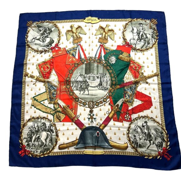 HERMES Multicolor Napoleon Carre 35”x35”/90 Silk 100% Scarf #1353 - Picture 2 of 7